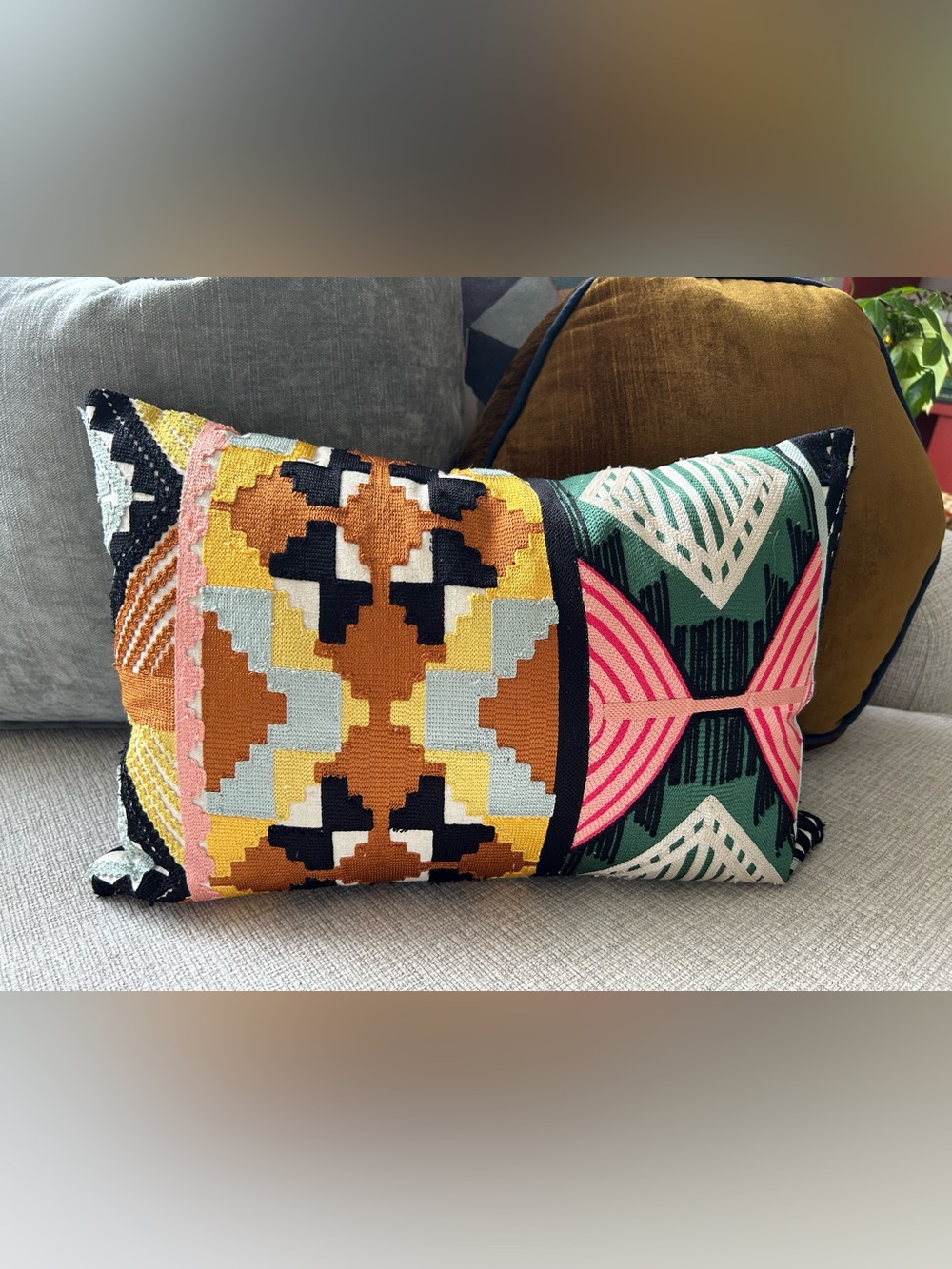 CB2 Colorful Geometric Decorative Pillow Cover 12x18